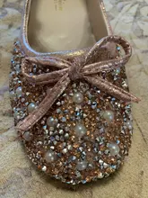 Zapatos de verano para niñas, zapatillas femeninas planas con cuentas de Mary Janes, de princesa brillante, zapatos de baile para bebés, sandalias para niños, zapatos de boda dorados