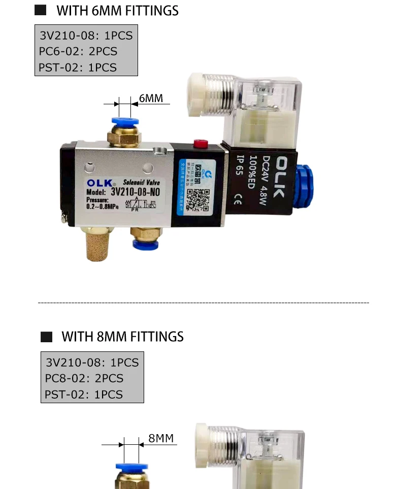 ac110v ac220v 3v210-08 válvula solenóide pneumática de 3 vias 2 posições