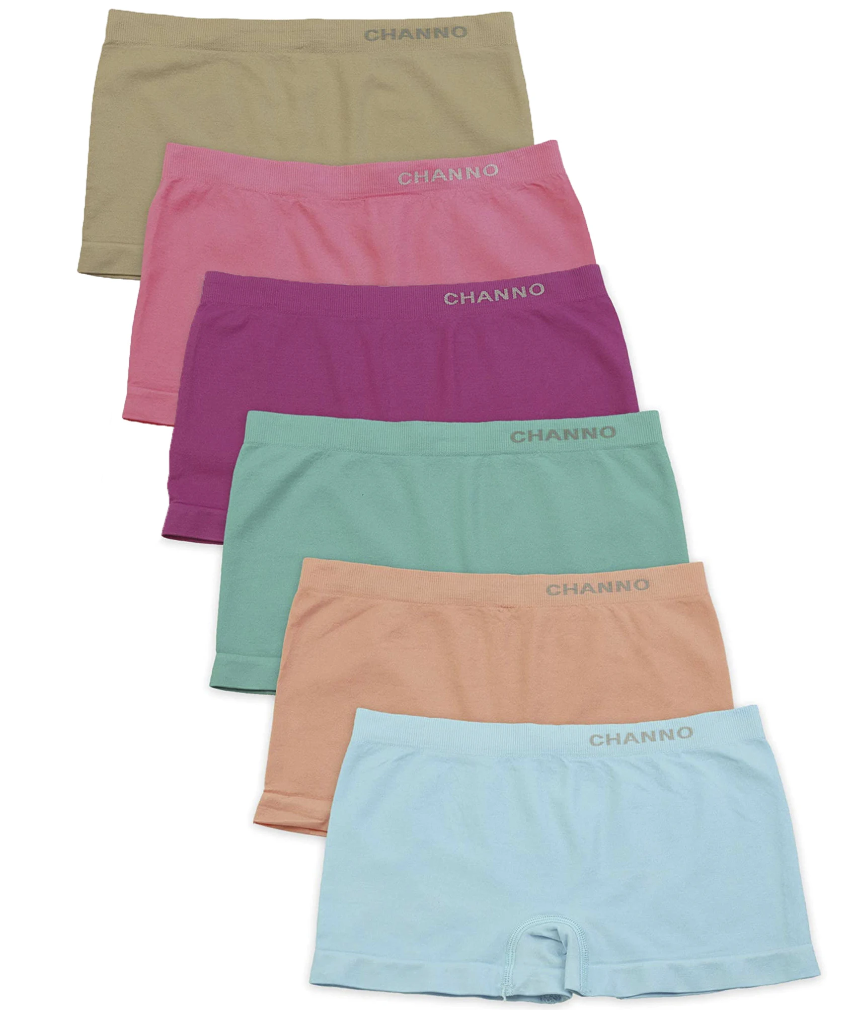 Channo - Pack of 6 culottes, girl underwear, Lycra, plain colors