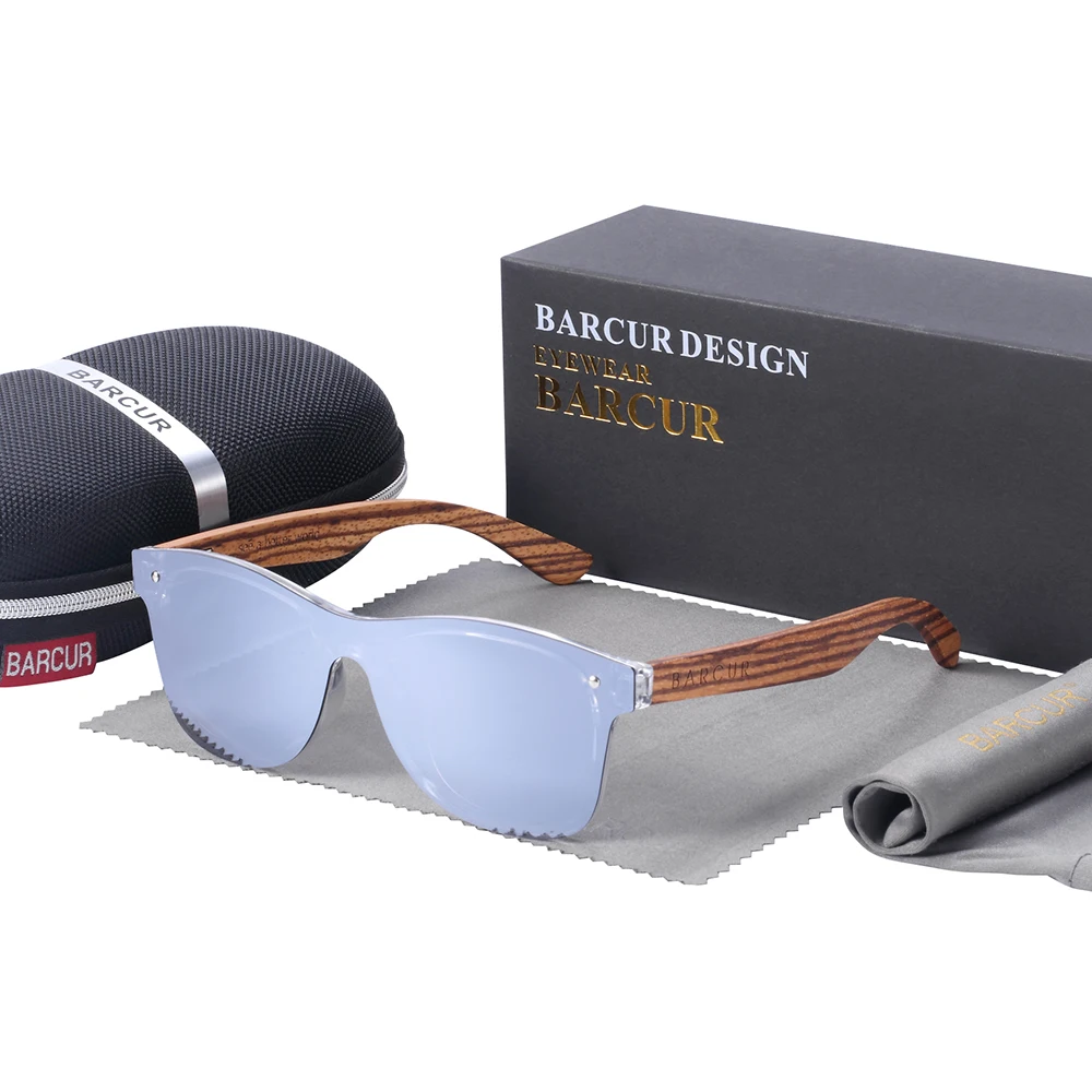 BARCUR Luxury Mirror Sunglasses for Men Polarized Colored Women Sun Glasses UV400 Male Classic Square Eyewear