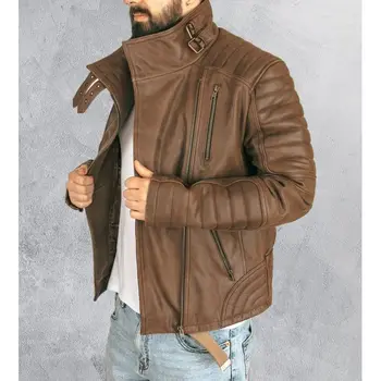 

Zerimar padded leather aviator jacket with arm