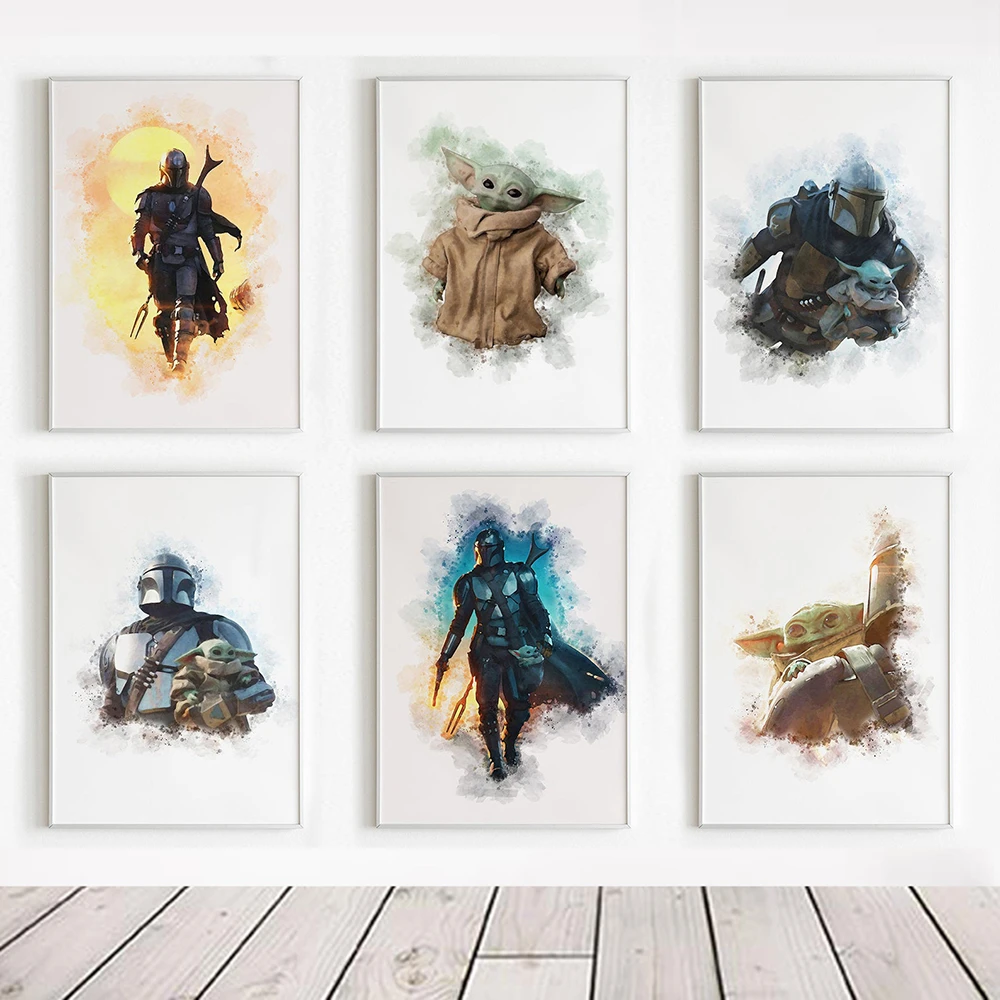 Disney Star Wars Watercolor Movie Poster Canvas Paintings Wall Street Art Mandalorian Picture Living Kids Room Home Decor Cuadro|Painting & Calligraphy| - Aliexpress