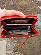 Billetera Color sólido de cuero para mujer, bolso de hombro, para teléfono móvil, billetera de cuero