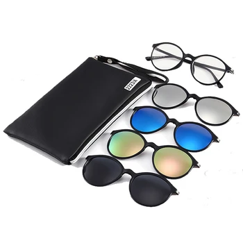 

Spectacle Frame Men Women With 4 Piece Clip On Polarized Sunglasses Magnetic Glasses Male Driving Myopia Optical