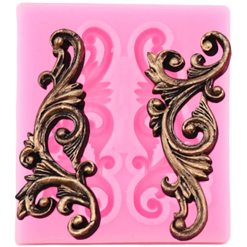 Baroque Corner Relief Border Silicone Mold Leaves Lace Cupcake Fondant Cake Decorating Tools Candy Clay Chocolate Gumpaste Mould
