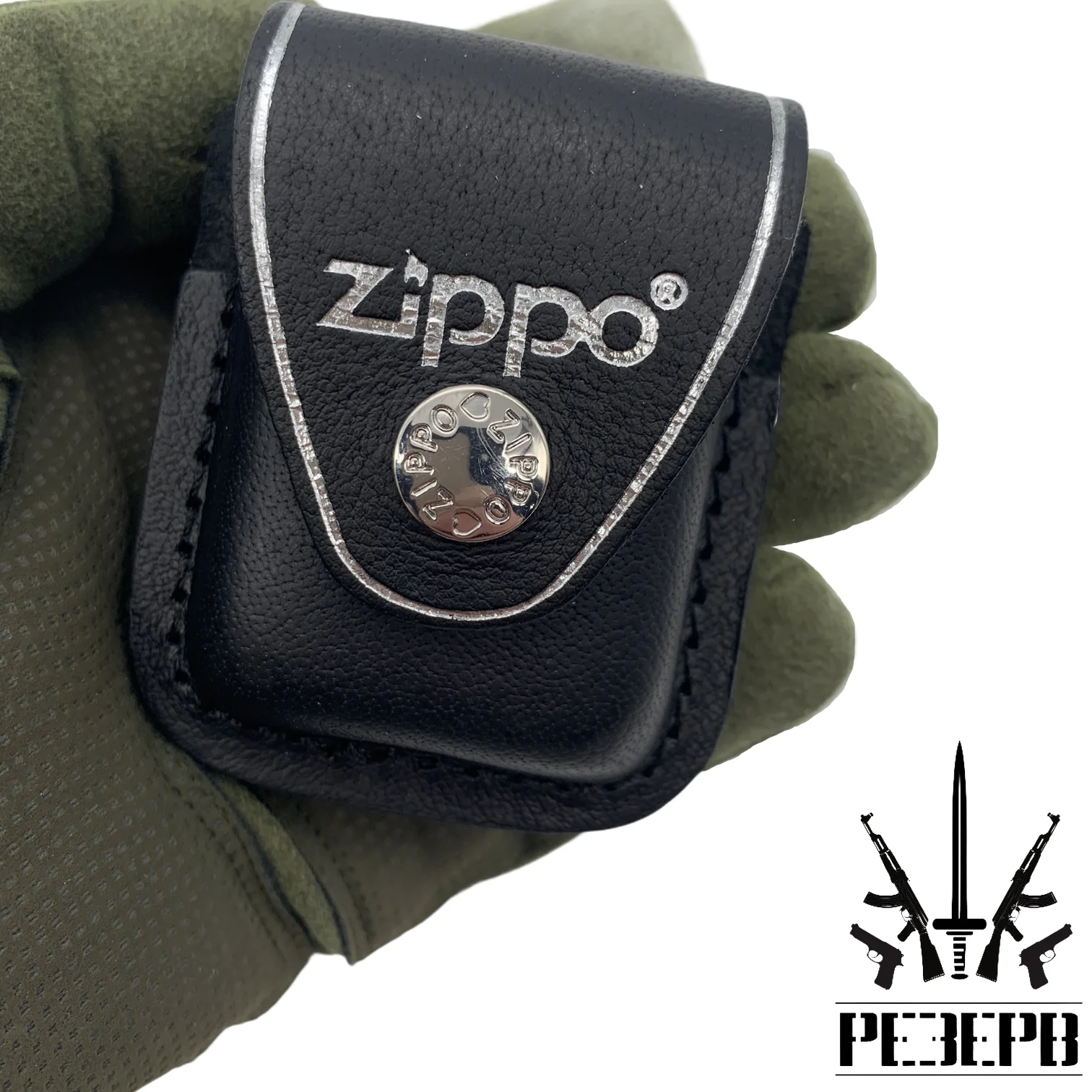 Кожаный чехол Zippo (LPCBK) черный на клипсе Оригинал (чехол для бензиновых зажигалок