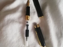 Baoer 388 de alta calidad regalo de negocios metal negro dorado estudiante pluma estilográfica, papelería de oficina material escolar