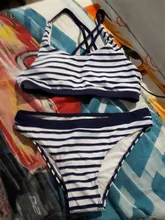 Women Swimwear Bikinis-Set Bathing-Suits Pool Push-Up Female Sexy Striped Beach New