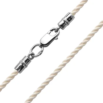 

Lace silk necklace, Sterling Silver 925, cream, thickness 2,5mm, Rufina