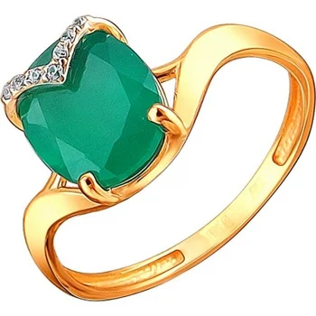

Esthete ring with agate and cubic zirconia in red gold