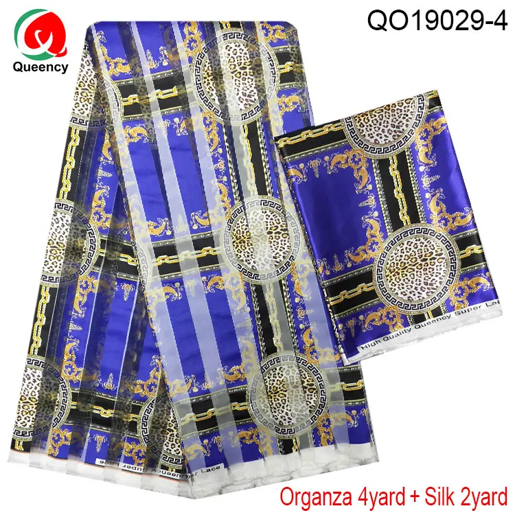 QO19029 Traditional Design in Ghana Nigeria ribbon organza lace Nice Ankara printed Material for Women dresses 4+2Yards