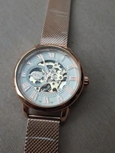 Orpesa-Reloj de pulsera mecánico para Mujer, pulsera de malla de acero inoxidable, Reloj femenino elegante