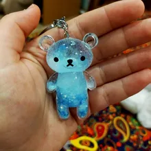 Llavero líquido de oso brillante con arena movediza, llavero acrílico con llavero, mochila con colgantes para parejas, mujeres, hombres, novios, regalo