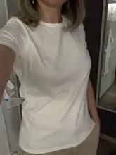 Women's T-Shirts Short-Sleeves Tops Woman Solid-Color 100%Cotton Brand-New for Female