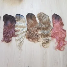 EASIHAIR-Peluca de cabello ombré ondulado para mujer afroamericana, cabellera artificial larga con flequillo, color gris, resistente al calor