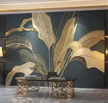 

Self Adhesive Paper 3D Embossed Retro Banana Leaf Large Mural Living Room Bedroom Luxury Wallpaper Home Decor Wall Painting