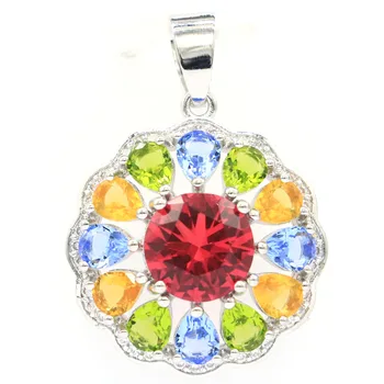 

33x23mm Multi Color Round For Woman's Created Zircon Woman's Wedding Silver Pendant