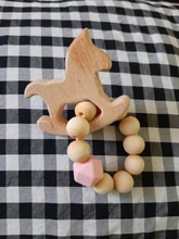Pulseras de silicona para bebé, mordedor de madera, cuentas de silicona, sonajeros de madera para dentición, juguetes para bebé, pulseras, juguetes de lactancia, regalo