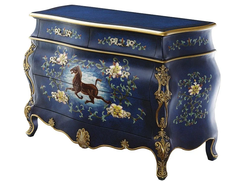 Окрашенный комод в стиле колориалон коробка Золотая отделка, деревянный комод, домашний декор, ручная роспись картин