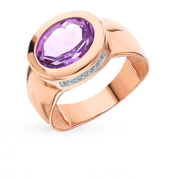 

Gold ring with amethyst and cubic zirconia sunlight sample 585