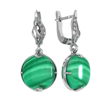 

Silver earrings with malachite