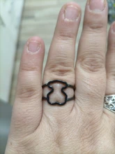 Anillo de metal con diseño de oso, joyería para la mano en ácero inoxidable, enchapado en oro y plata en tallas 6-8, 1 unidad
