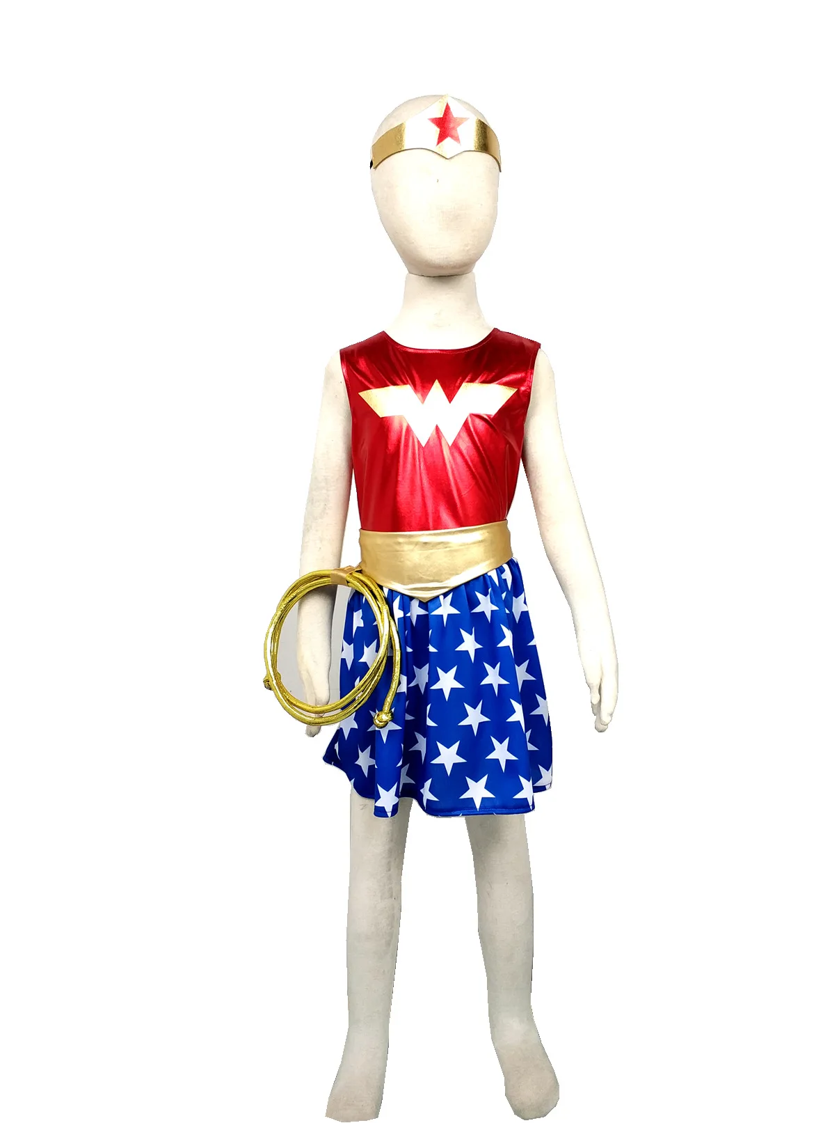 Children Summer Style Sleeveless Spandex 4 Pieces Sets Superhero Wonder Women Halloween Costumes for Kids Girls Cosplay Costume Kids Girls Dress Halloween Dress Outfit