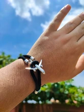 MKENDN-pulsera de ancla de avión para hombre y mujer, cadena de cuerda con amuleto Paracord, joyería de vida de aviación