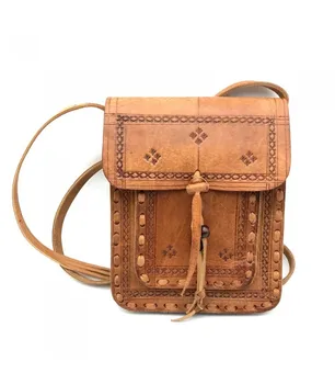 

Agadez Leather Pocket Bag - 2 Pockets - Embossed Leather