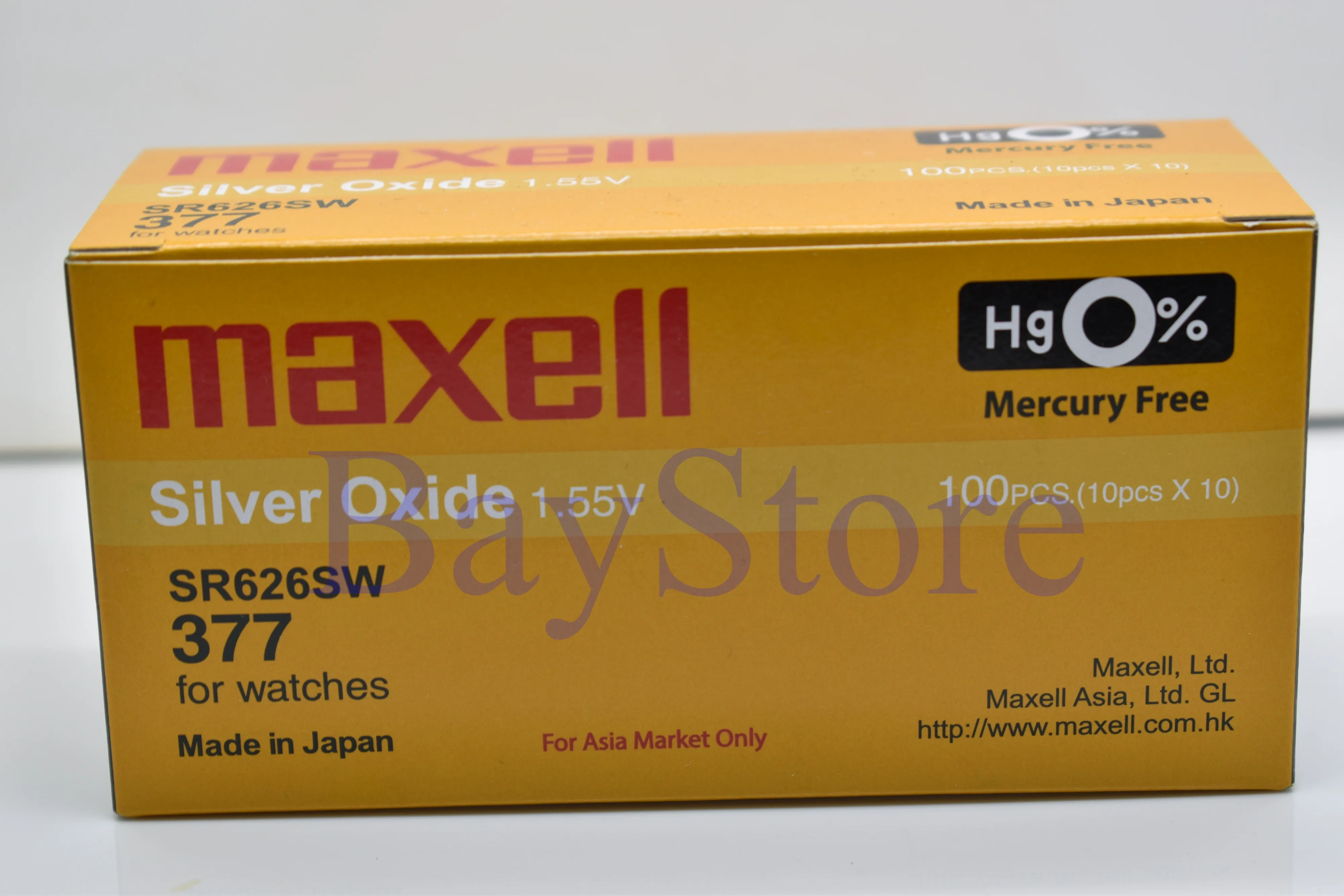 

100 PCS Maxell SR626SW 377 27mAh 1.55V Silver Oxide Button Cell Battery-Made In Japan
