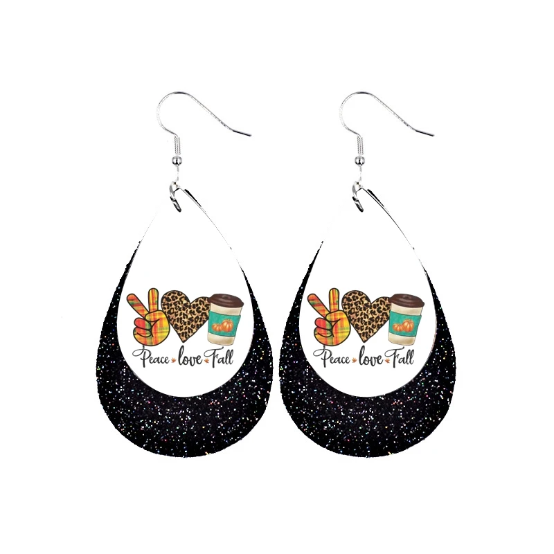 Pendientes Otoño de amor la paz, Lágrima de piel sintética, ahora en Stock, pedidos al por mayor|Pendientes con forma gota| - AliExpress