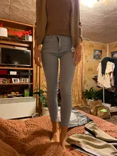 Pantalones vaqueros elásticos de cintura alta para mujer, pitillos hasta el tobillo, ajustados, con realce, color negro y azul, 2020