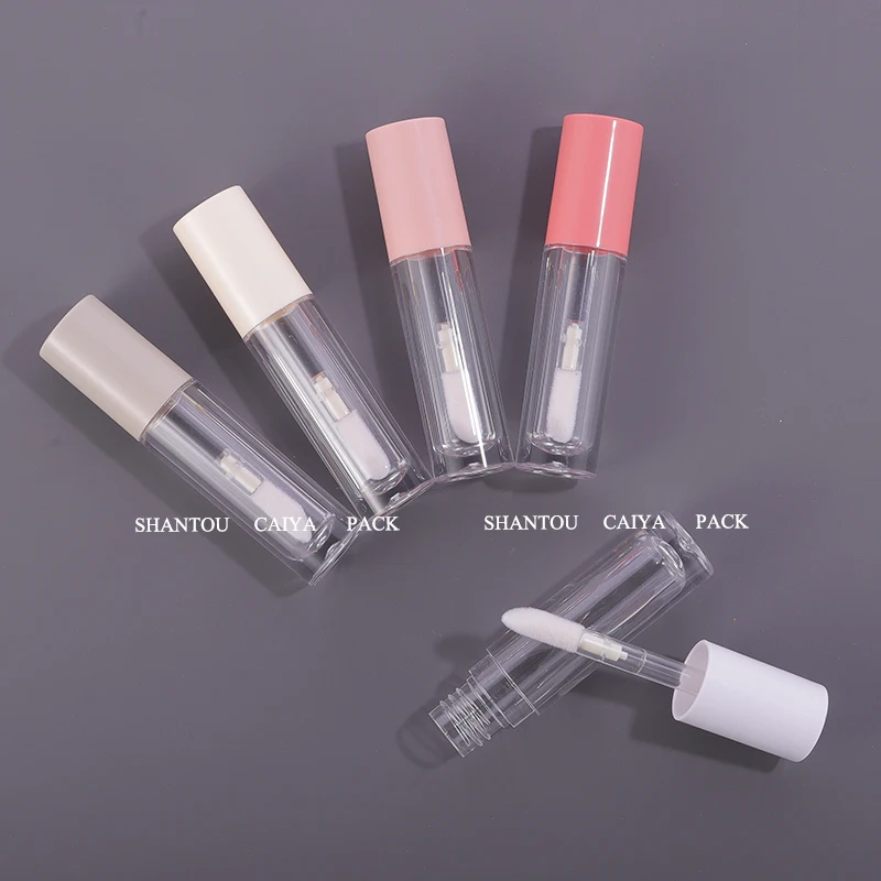 

5ml thick wand clear empty wholesale makeup tools pink nude lip gloss tubes lip balm container pink white cute lip tint tube