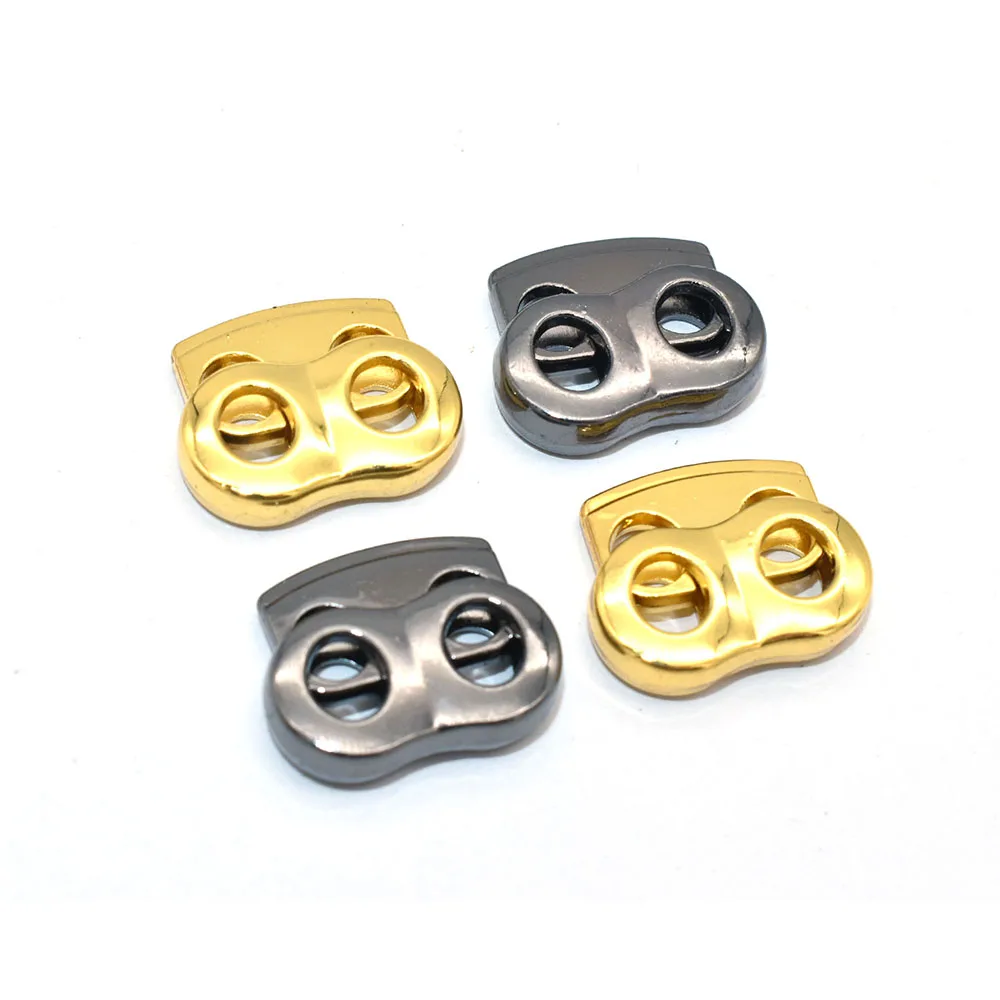 

Gold End Toggles Cord Lock Adjuster Metal Toggle Cord Stopper Double Hole Toggle Cord Lock Stopper for Rope Lock Buckle Purse