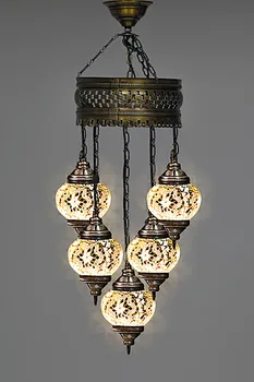 

White Color Turkish Handmade mosaic chandelier new unique