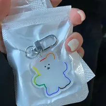 Llavero transparente de dibujos animados para niños, minillavero de PVC con forma de oso de goma, regalo para niños