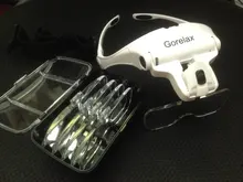 Magnifier-Glasses Headband Loupe-Craft Jeweler Led-Light Hands with 