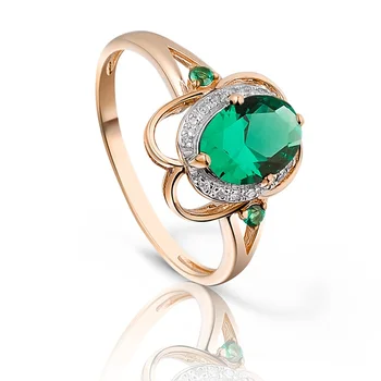 

Gold ring with emeralds and diamonds VALTERA 585 sterling silver