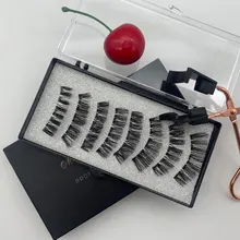 Pestañas postizas magnéticas 3D, 5 imanes, 8 Uds., duraderas, hechas a mano, de visón Artificial Natural, con pinzas