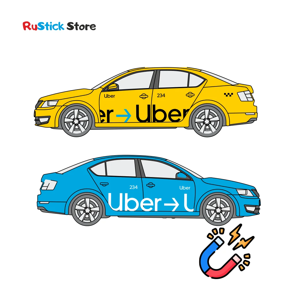 Наклейки на автомобиль магнитные Uber / Убер Брендирования такси Россия размер 100% |