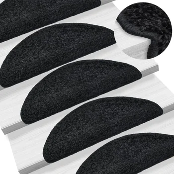 

Stair mats 15 PCs black 65x25 cm home furnishing