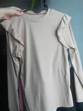 2020 Otoño e Invierno suéteres de cuello de las mujeres 2020 elegante Casual manga larga Camiseta volante blusa elegante O cuello Rib Sweater