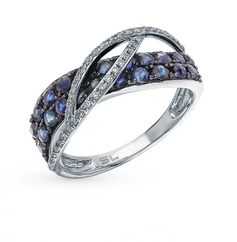 

Gold ring with sapphires and diamonds sunlight sample 585 test