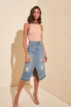 

Trendyol Ripped Detailed Denim Skirt TWOSS20ET0286
