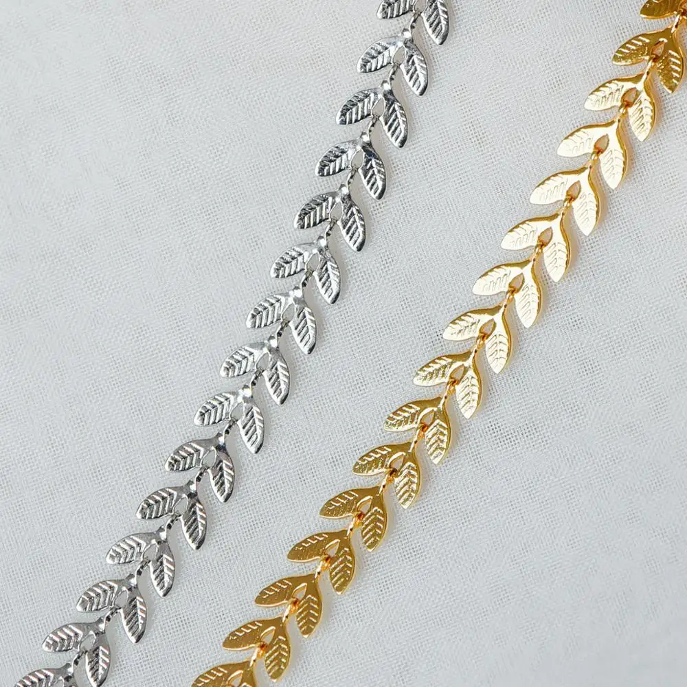 Gold/ Silver Tone Chevron Leaf Chain 6 