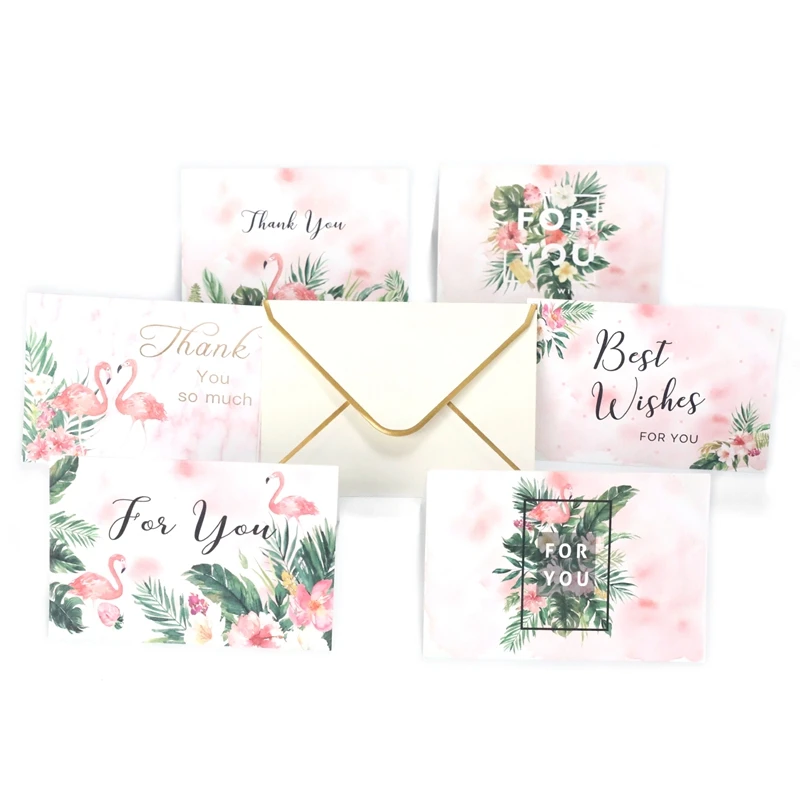  6 Cards with 6 Envelope Flamingo Birthday Greeting Gifts Card Thank You Customizable Christmas Wedd - 32953094626