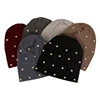 Geebro Women Soft Cotton Hats With Bead Accessories Fashion Baggy Caps Solid Color Warm Adult Outdoor Casual Skullies Beanies 1