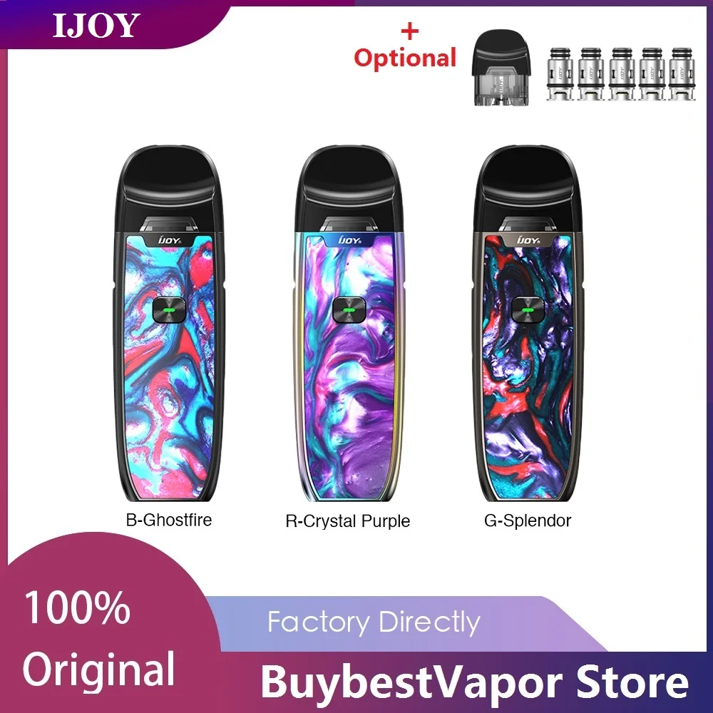Оригинальный IJOY AI EVO Смола Pod Vape набор стартер 1100 мАч 20 Вт с 2 8 мл картридж ручка