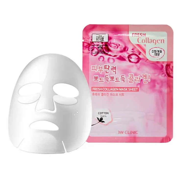 [3W CLINIC] НАБОР Тканевая маска для лица КОЛЛАГЕН Fresh Collagen Mask Sheet 10 шт | Красота и
