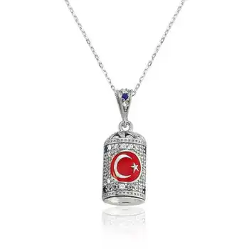 

KUTAYDAN 925 Sterling Silver Moon Star Cevşen Lady Necklace